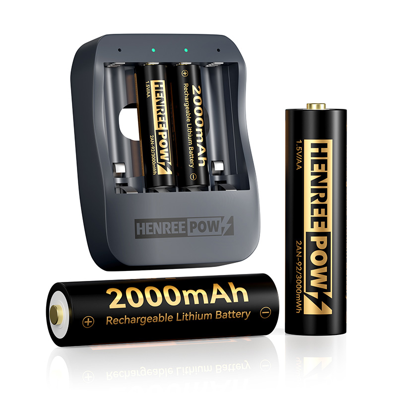 Henreepow AA 2000MAH 1,5V litíum rafhlöður með mikla afkastagetu